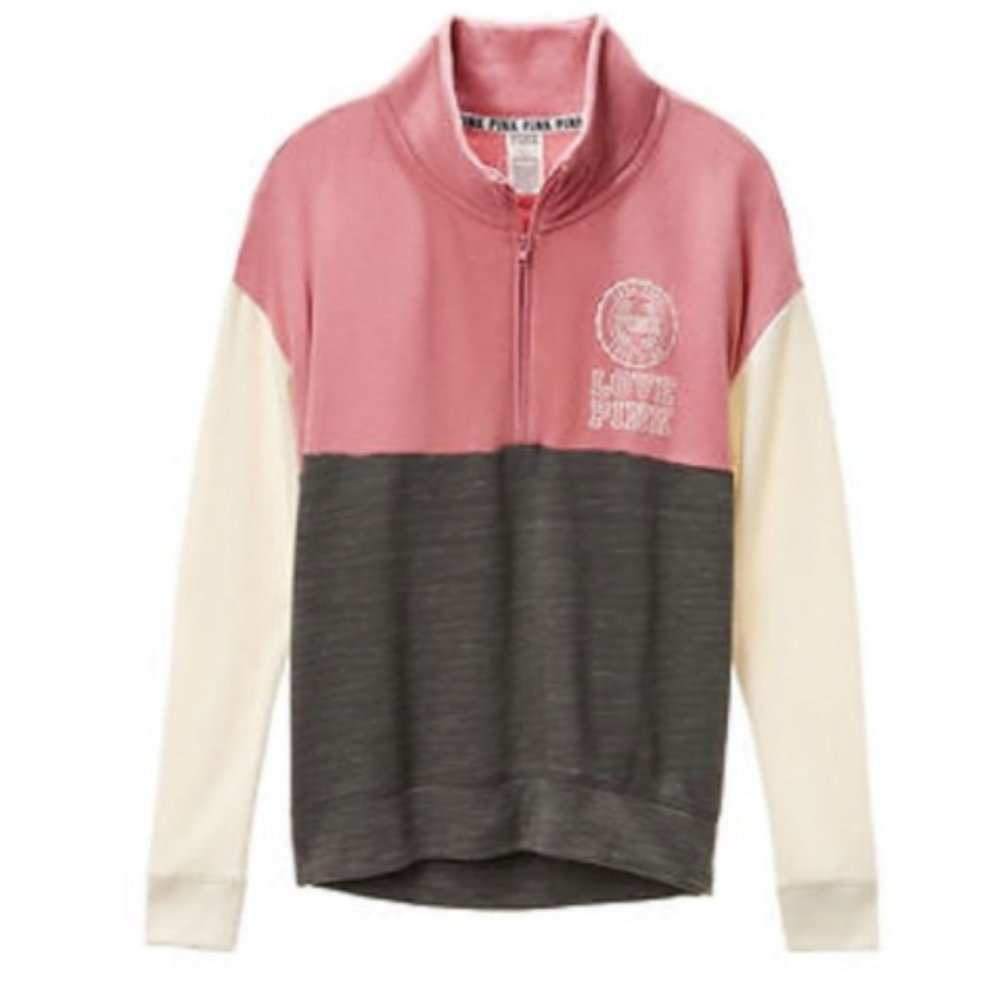 PINK Victorias Secret Colorblock 3/4 Zip Sweater